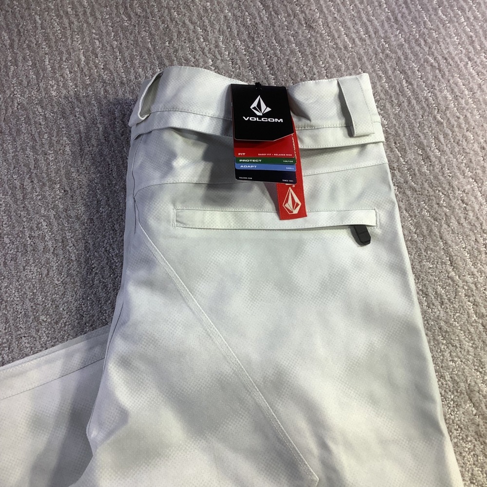 Volcom Snow Billow Ski Snowboard Pant White Grey Baggy Fit Size M NWT